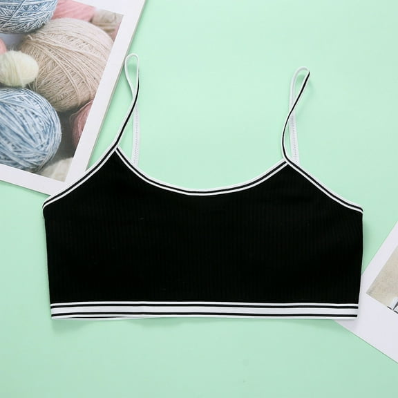 ATOGUTA Training Bra for Girls Size 8-13 Kids Athletic Seamless Stretchy Crop Tops Dance Yoga Black