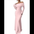 thumbnail image 2 of Vestido Ajustado de Larga con Hombros Descubiertos para Mujer, Elegante Vestido para Cóctel o Fiesta Rosa S, 2 of 9
