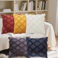 thumbnail image 1 of Funda de almohada a rayas peludas 30x50cm - Funda geométrica de cojines de invierno para sofá o sillón - azul marino, amarillo, vino, beige, morado, 1 of 6