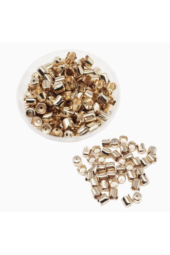 160 Pieces Vintage End Caps Beads Tassel DIY Jewelry Bracelet Necklaces Making Accessories Findings, Gold, ( Height: 6mm, Diameter: 6mm)