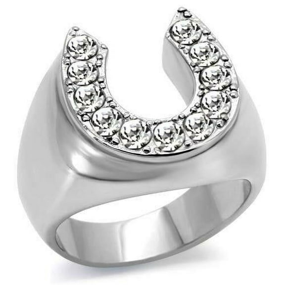 Gift For Him Men's Rings Stainless Steel Good Luck Horseshoe CZ