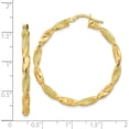thumbnail image 4 of 14K Yellow Gold Polished and Textured Twisted Hoop Earrings - 37.75mm- Made In Italy, 4 of 6