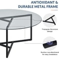 thumbnail image 6 of CLIPOP Circle Coffee Table with Tempered Glass Top, Stylish Round Glass Coffee Table with Adjustable Feet & Triangle Structure Metal Frame, Perfect for Living Room, Home Office(Clear Glass Top), 6 of 9