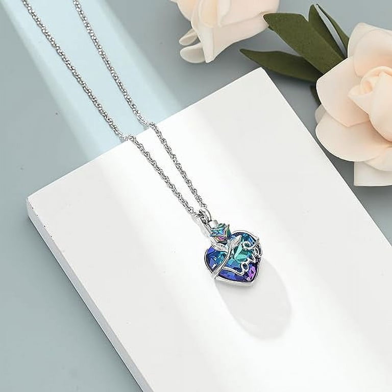 Pet Urn for Ashes Necklace,Personalized Cremation Jewelry,Heart Urn Pendant Necklace,Cat Dog Mom Memorial Gift for Her,Pet Loss Gift