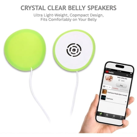 Pixie Tunes Premium Award-Winning Baby Bump Headphone. #1 Pregnancy Speakers to Play Music, Sound and Talk to Your Baby in the Womb. Crystal Clear Surround Sound Quality. For Baby Shower, Green
