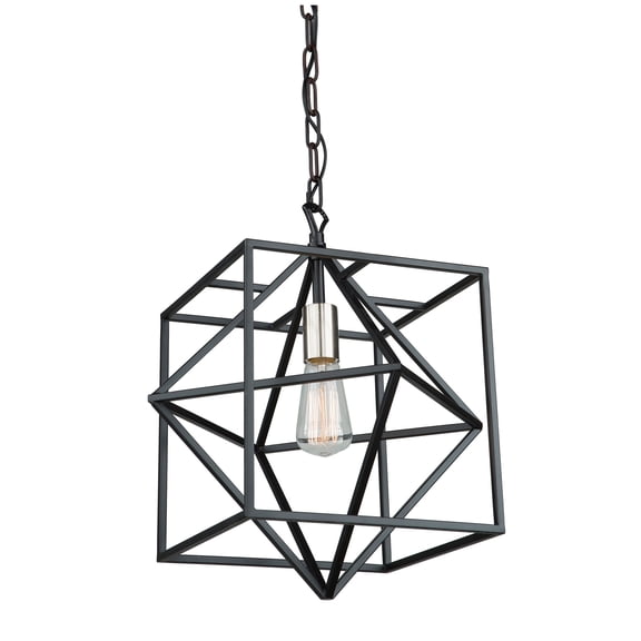 AC11201PN-Artcraft Lighting-Roxton - 1 Light Pendant-Matte Black/Polished nickel Finish