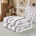 thumbnail image 5 of Manfei Cottagecore Wildflower Zipper Full Size Comforter Sets with Fitted Sheet and 2 Pillowcases,Vintage Stripes Zipper Bedding Set,Reversible, 5 of 7