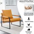 thumbnail image 5 of PU Leather Accent Chair with Extra-Thick Padded Backrest, Modern Upholstered Living Room Chairs with Metal Frame, Comfy Single Sofa Chair for Bedroom, Living Room, Office, Orange, 5 of 7
