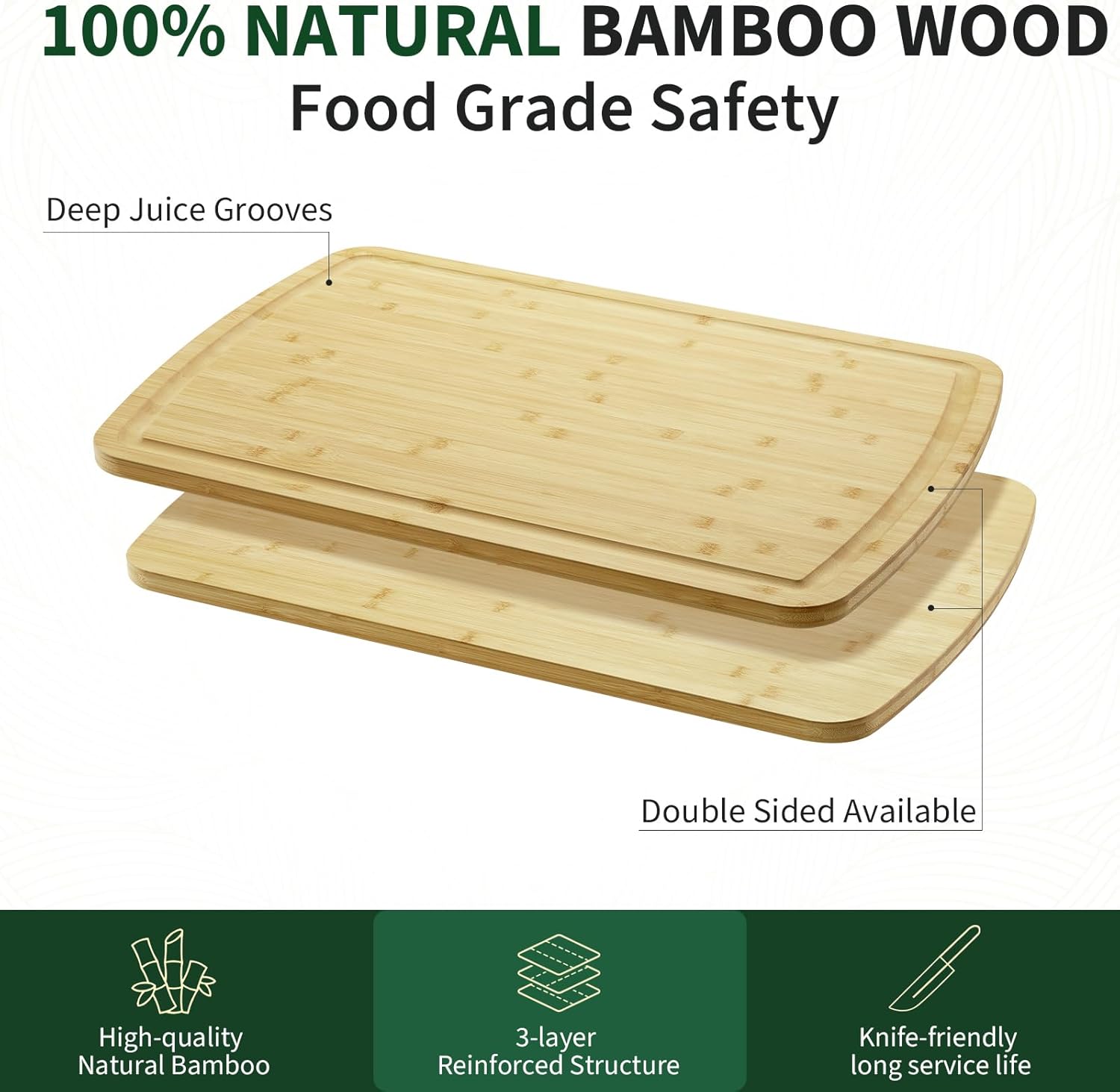 30"x20" Extra Large Bamboo Cutting Board， Wood Gas Stove Top Cover, Chopping Board with Deep Juice Grooves, Reversible & Non-Slip