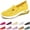 Yellow, variant on Uelaod Womens Lightweight Slip On Sneakers Breathable Knit Mesh Walking Shoes Comfortable Air Cushion Casual Loafers for Nursing Work