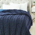 thumbnail image 4 of Favager Channel Knit Throw - Extra Soft, 50" x 70", Navy, 4 of 10