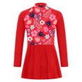 thumbnail image 2 of YONGHS Kids Girls Swimwear Cover Ups UPF 50+ Long Sleeve Rash Guard Swim Dress Beach Bathing Suit Red 6, 2 of 5