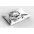 thumbnail image 2 of Ambesonne Tiger Pillow Sham 2 Pack, Black Outline Hunter Cat, 36"x20", Black, 2 of 3