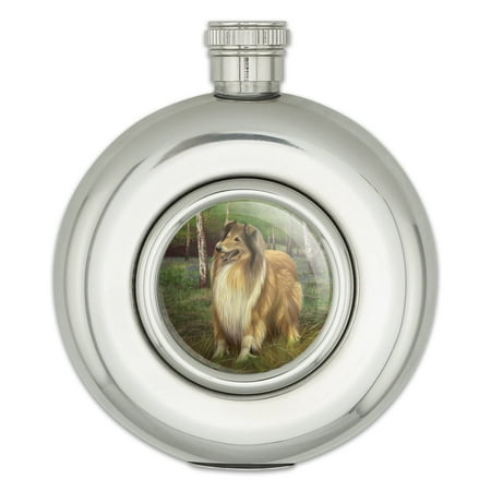 

Collie Dog in the Woods Round Stainless Steel 5oz Hip Drink Flask