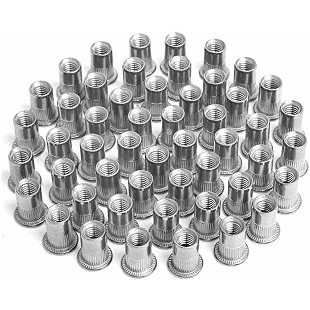 100 piezas M4 M5 M6 M8 Tuerca de remache, Tuercas de remache de inserción roscada, Tuercas de remache de acero inoxidable, Utilizado para reparar artesanías de decoración de muebles TUNC Sencillez