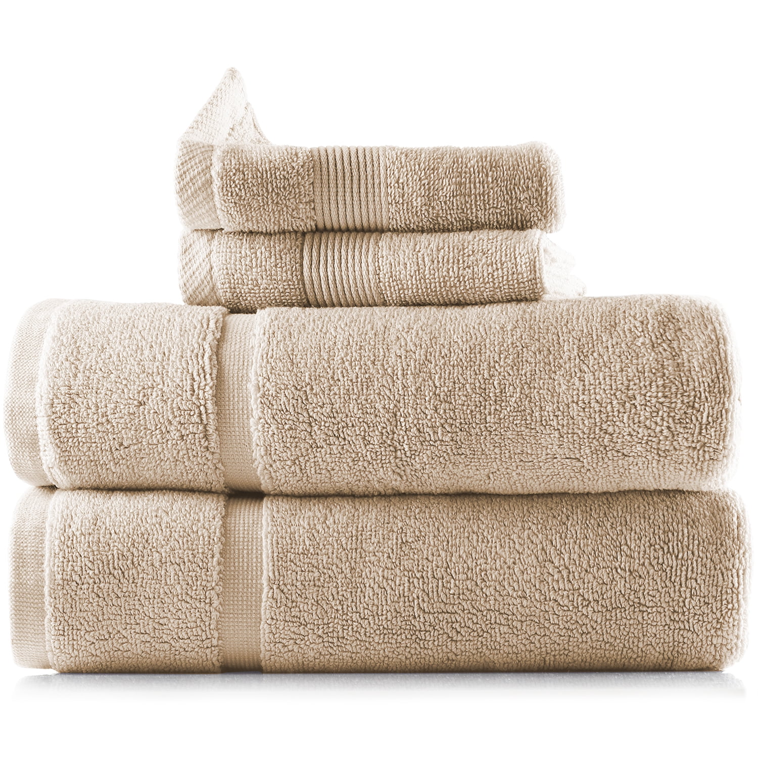Clara Clark Bath Towels Set, 100% Cotton Luxury Softness 4 Pc Set, Cream