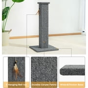 Made4Pets Cat Scratching Post, 32 Inch Carpet Covered Cat Scratcher with Kitten Toy, Tall Scratching Post for Indoor Cats Adults and Kittens, Grey