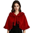 thumbnail image 2 of ZGRBOU Little Red Riding Hood Cape for Women Velvet Ruffle Trim Bow Tie Cape Halloween Christmas Costume 2026, 2 of 5