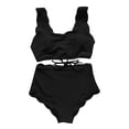 thumbnail image 4 of XIYON Bikini Sets For Women Ladies High Waist Petal Bikini Set Solid Color Two Piece Swimsuit 2026 Summer Beach Wear, 4 of 5