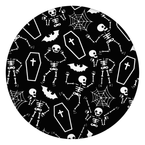 Witch Cauldron Halloween Tablecloth - Elastic Waterproof Fitted Cover with Bat Ghost Design,44 inch Round Elastic Tablecloth