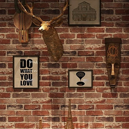 Faux Stone Brick Flat Faux Brick Stone Wallpaper Roll 3D Effect Blocks Vintage Home Decoration Multi Countryside Red ()