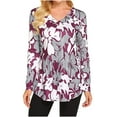 thumbnail image 2 of TIMIFIS Mode Automnale pour Femmes Tunique à Manches Longues d'Automne pour Femmes pour Porter avec des Leggings Blouse Décontractée à Col en V T-Shirt Blouse pour Femmes, 2 of 7