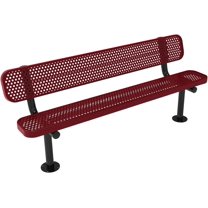 Coated Outdoor Furniture Heavy-Duty Outdoor Bench Thermoplastic Coated, Expanded Metal, Commercial-Grade Seating, Made in America (Surface with Back, 6 Ft, Burgundy)