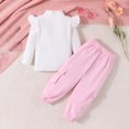 thumbnail image 3 of Eltusu Girls Cotton Outfit Sets, 2 Pieces Long Sleeve Ruffle sleeve Sweatshirts & Sweatpants Set White Size 5 T, 3 of 8