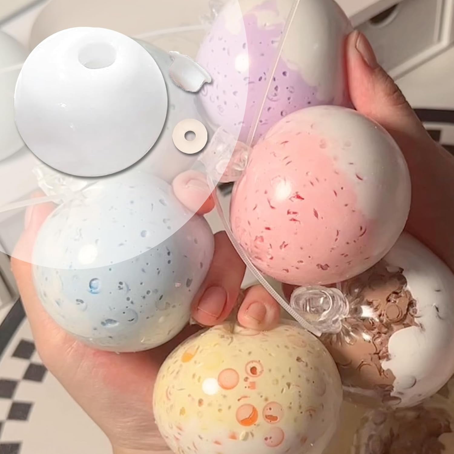 Blank Pressure Ball Skin DIY Kit, Vacuum Squishy Stress Ball DIY Kits, 12 Blank Pressure Ball Skin DIY Kit, Noisy Sand Glutinous Empty Ball Base Kits, stress relief sand glutinous balls