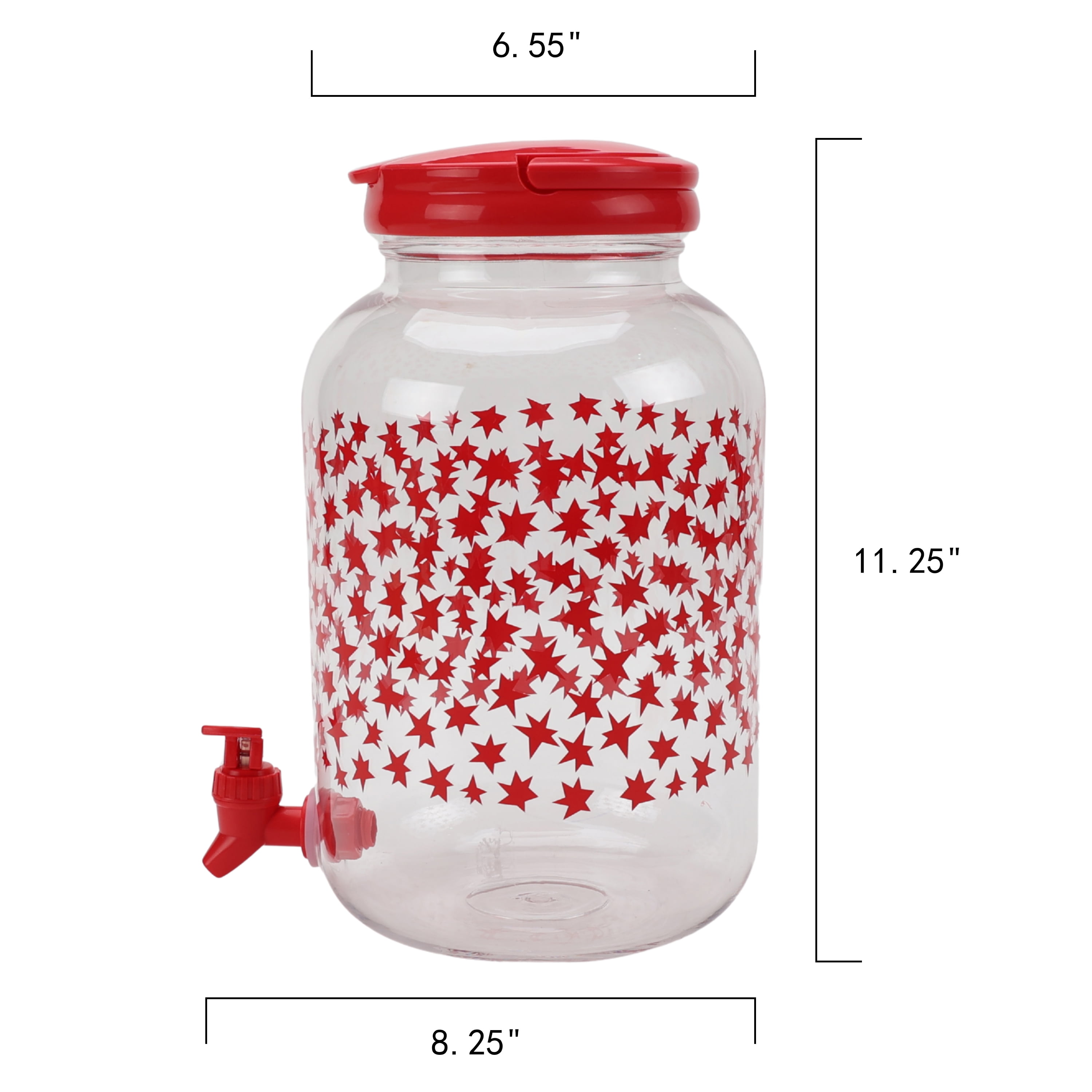Mainstays 1.2-Gallon Acrylic Star Beverage Dispenser, Red