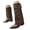 Brown, variant on Fold Over Boots for Women Pointy Toe Studded Motorcycle Boots Wide Calf Knee High Boots
