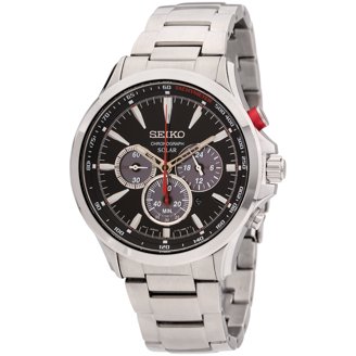 Seiko Men's Solar Chronograph Watch, Stainless Steel, Navy Dial