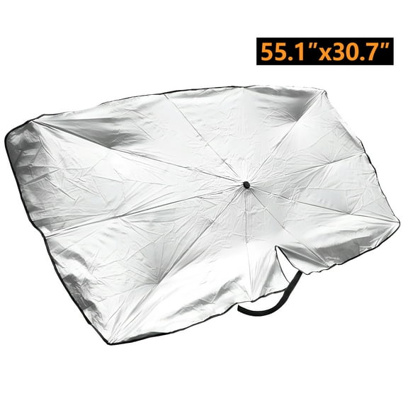 Ruiya Windshield Sun Shade Umbrella, Foldable Car Umbrella Sunshade with UV Block Car Front Window (Heat Insulation Protection) for Auto Windshield Covers Trucks Cars(55.1" x 30.7")