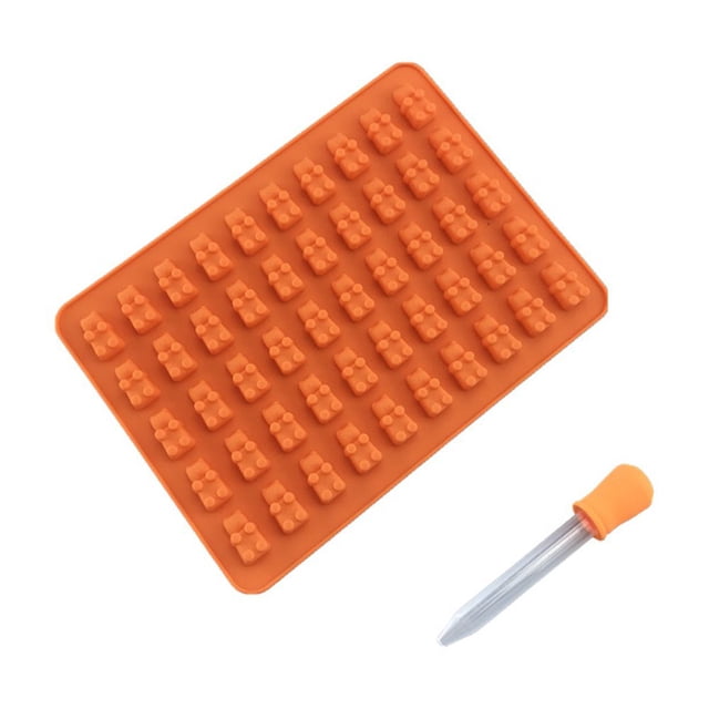 Molde de silicona de 50 piezas para gomitas de oso, molde para hielo, juego de dos piezas