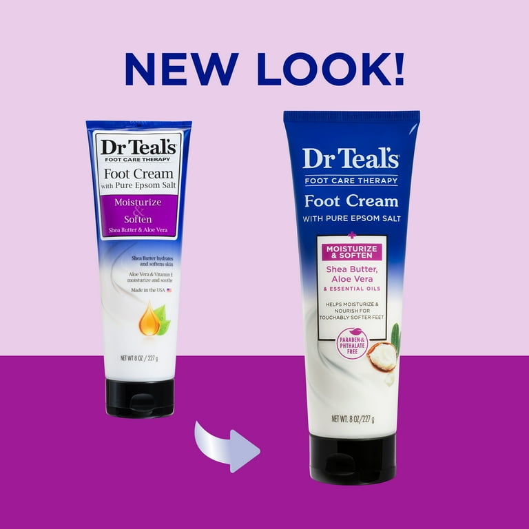 Dr Teal's Pure Epsom Salt Foot Cream Pure Epsom Salt Foot Cream with Shea Butter & Aloe Vera & Vitamin E By Dr Teal's - 8 oz Dr Teal's Pure Epsom Salt Foot Cream Pure Epsom Salt Foot Cream with Shea Butter & Aloe Vera & Vitamin E By Dr Teal's - 8 oz
