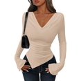 thumbnail image 3 of Women'S Long Sleeve Draped Neck Shirts Slim Fit Going Out Y2k Tops Blouses Fall Outfits Fashion Clothes Color XL, 3 of 9