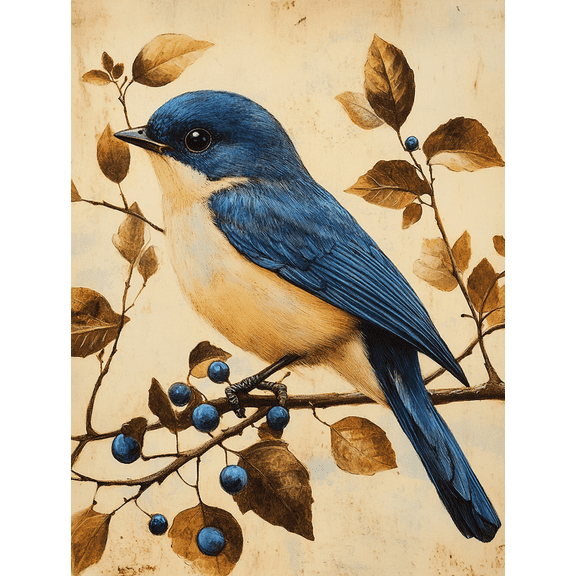 Qisvanset 12x16 Inch Framed Canvas Wall Art Lamentations Blue Bird Print Vintage Faith Home Housewarming Decor