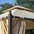 thumbnail image 6 of Outsunny 10' x 10' Outdoor Patio Gazebo Canopy with Polyester Privacy Curtains, Two-Tier Roof, Beige, 6 of 9