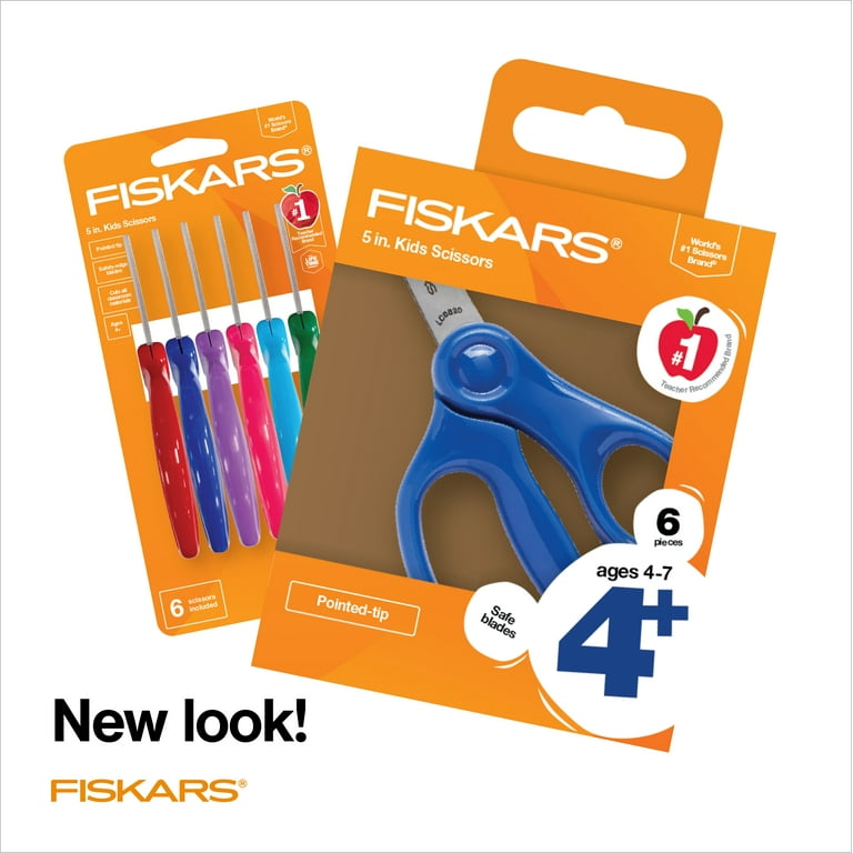Fiskars Kids Scissors, 5, Pointed, School Supplies for Kids 4+