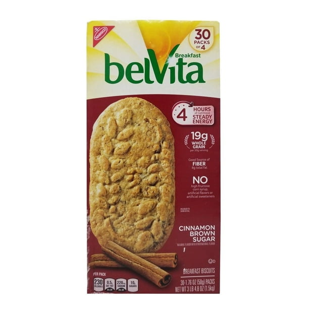 Belvita Cinnamon Brown Sugar Breakfast Biscuits 30 Packs of 4 Cookies