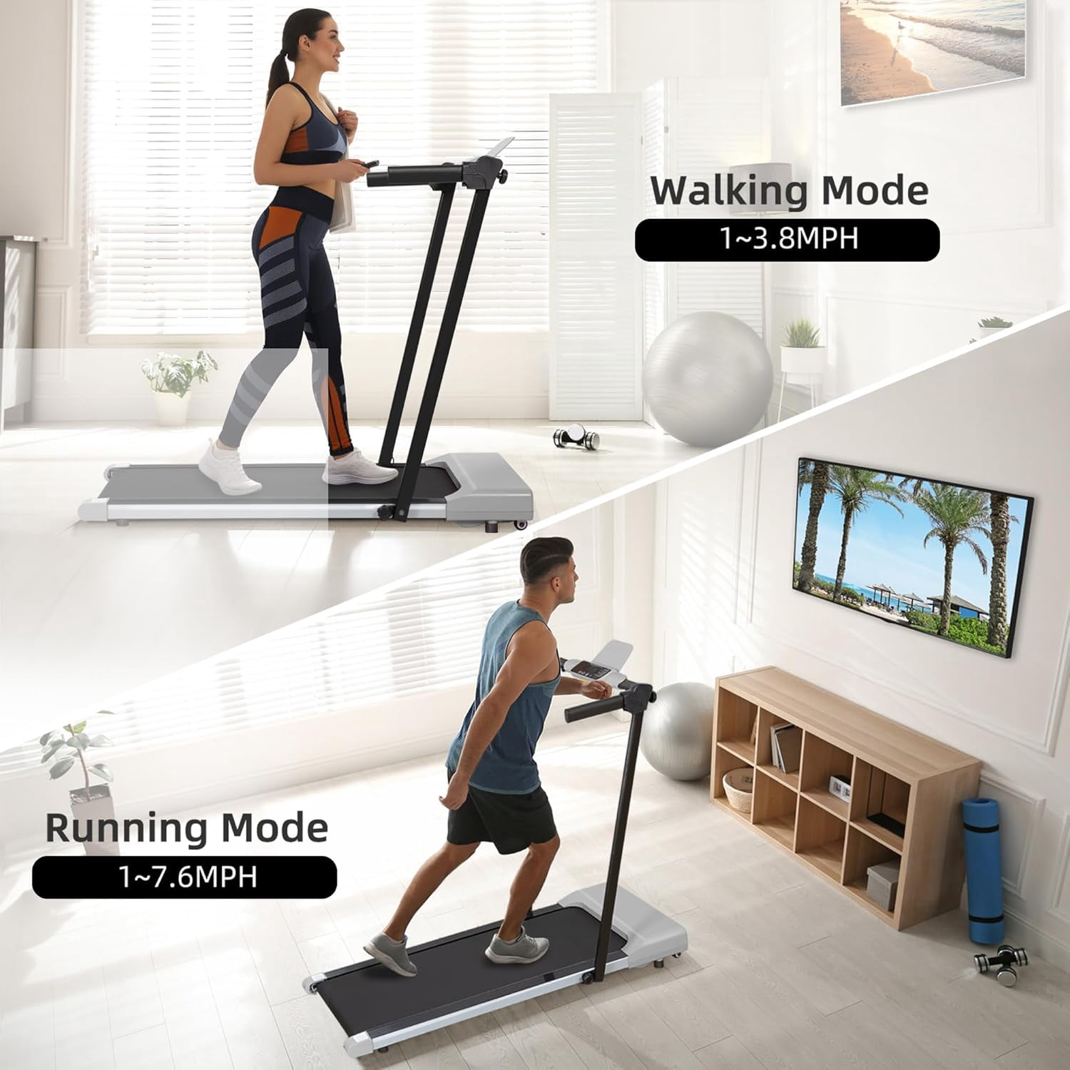 Ambifirner Walking Pad 300lb, 46*20 Walking Area 2.5HP Under Desk Treadmill for Home Office with Remote Control