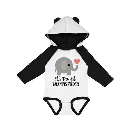 

Inktastic 1st Valentines Day Baby Elephant Gift Baby Boy or Baby Girl Long Sleeve Bodysuit