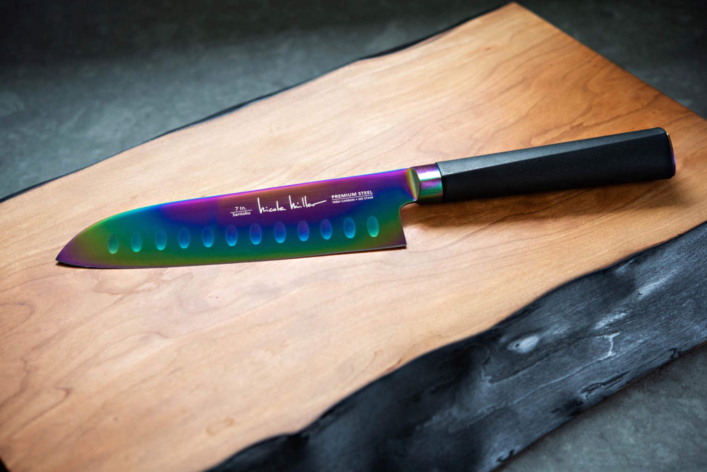 Nicole Miller Cutlery Knife Set - 5-Piece Rainbow Knife Set with Acrylic Stand