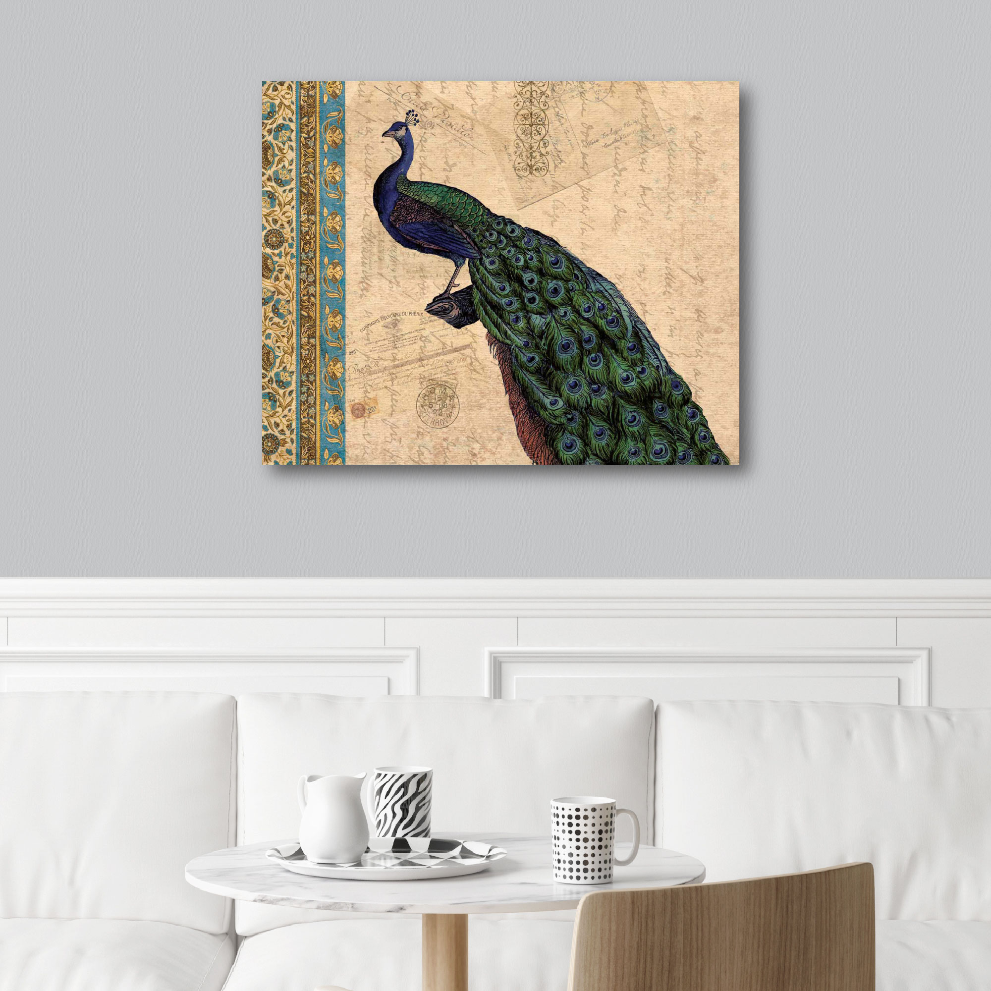 Peacock Tan Tapestry I Gallery-Wrapped Canvas Wall Art, 16x20