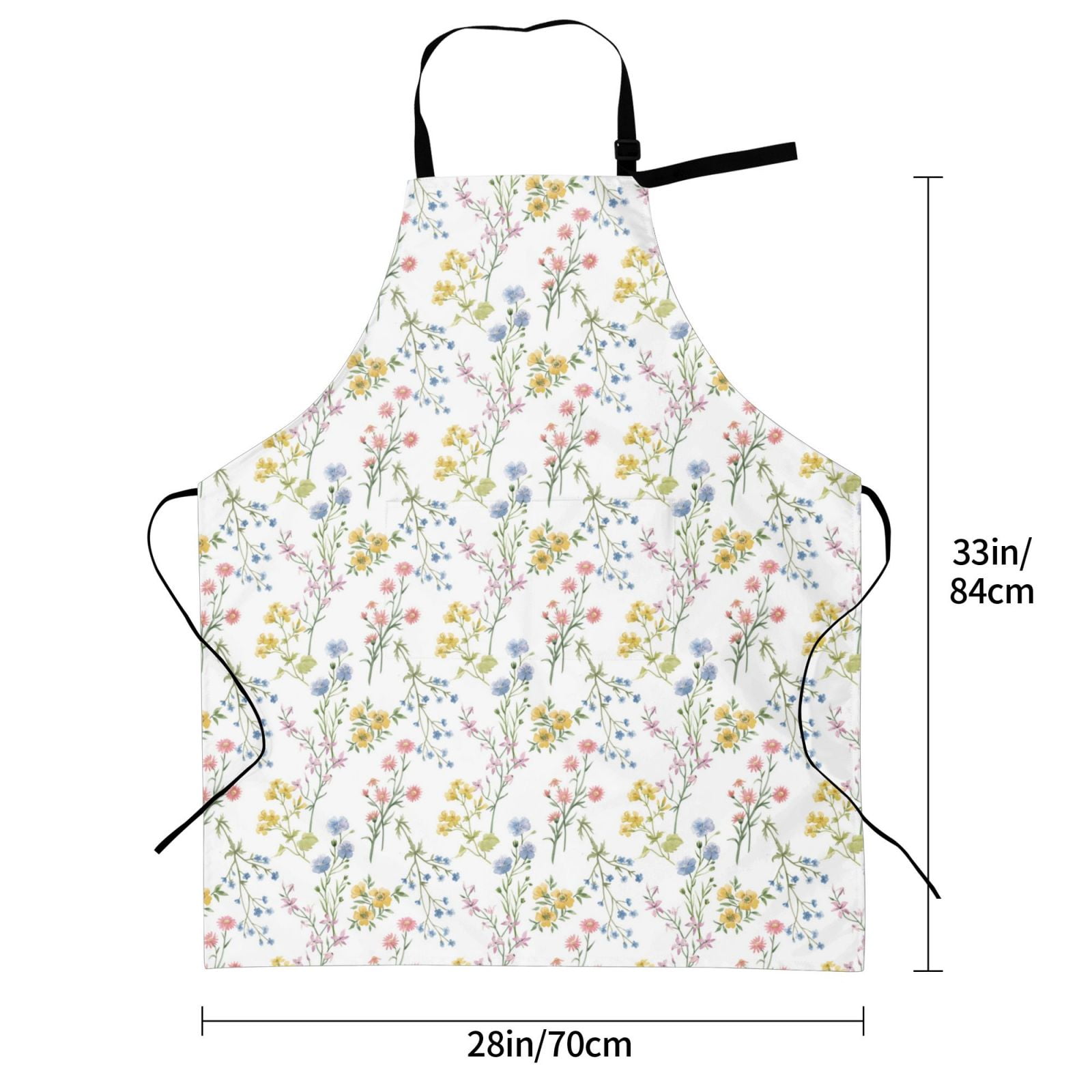 Kdxio Floral Apron with Pockets Adjustable Kitchen Aprons for Men Women Waterproof Aprons for Cooking,Drawing,Crafting, Baking Household Cleaning