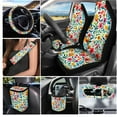 thumbnail image 2 of Jeiento Boho Floral Car Accessories Set Includes Car Seat Cover Set Steering Wheel Cover 2 Car Seat Belt Car Trash Bag Car Vent Storage Box Auto Car Mirror Cover Coasters Car Keychain, 2 of 7