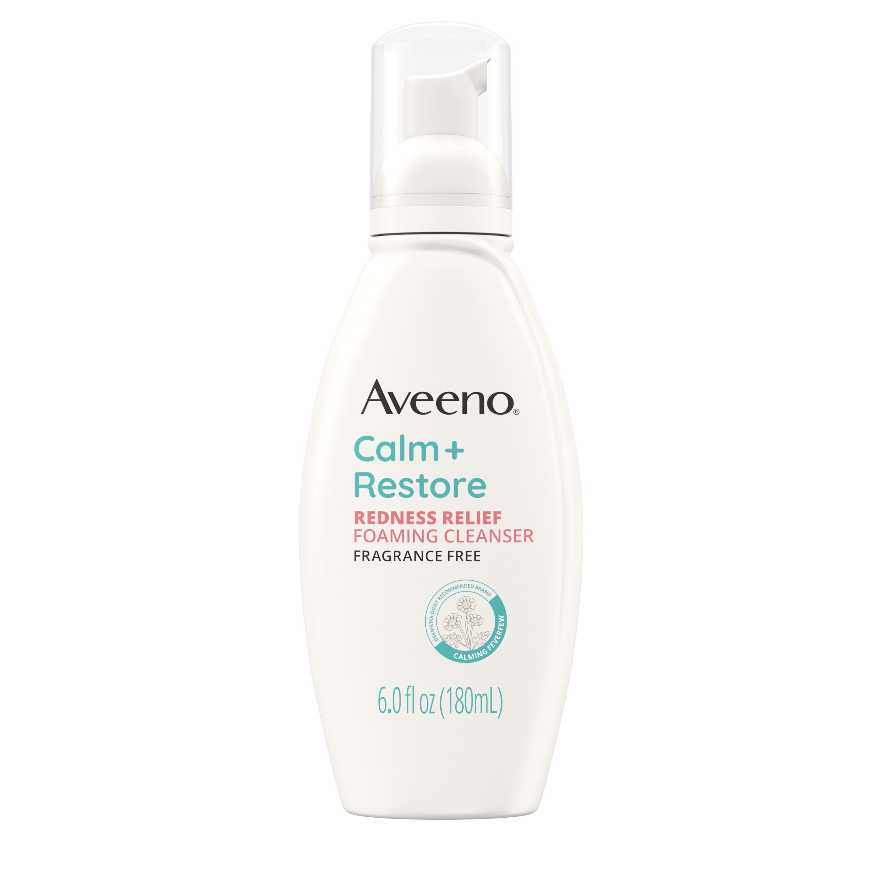 Aveeno Calm + Restore Redness Relief Face Wash, Foaming Facial Cleanser, 6 oz