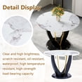 thumbnail image 6 of LUFTUT 5-Piece 48" Round Dining Table Set for 4, Faux Marble Glass Top Kitchen Table with 4 Black PU Chairs and Gold Legs for Apartment Living Room, 6 of 7