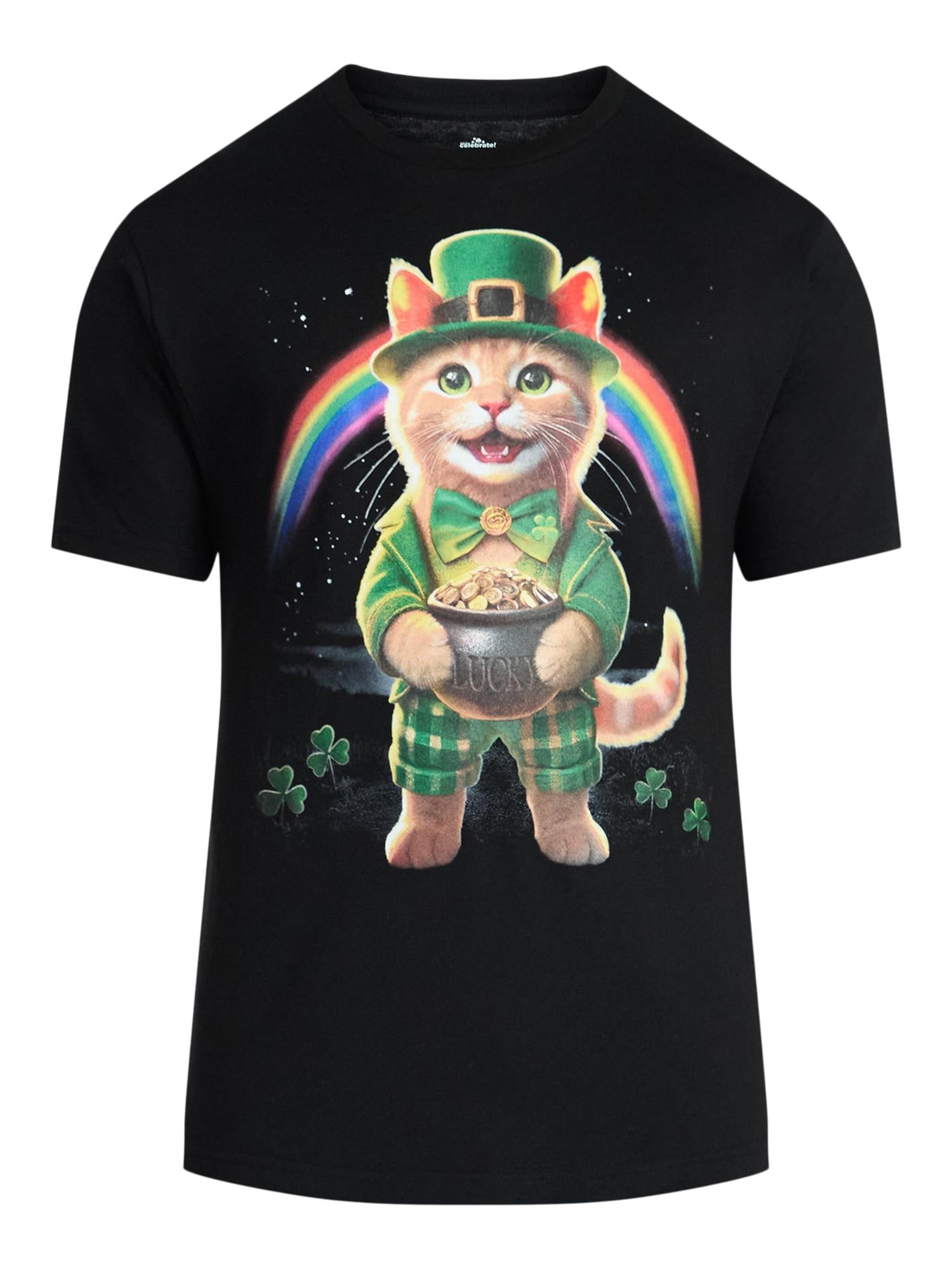 Saint Patrick's Day Men's Lucky Cat O Gold Graphic Tee by Way to Celebrate, Sizes XS-5XL