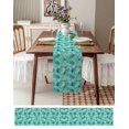 thumbnail image 3 of Ldtrchee Teal Geometric Table Runner 72 Inches, Modern Morocco Abstract Art Bed Runner Dresser Scarves Tabletop for Indoor Outdoor Parties/Ceremony/Banquet, 18" x 72", 3 of 8